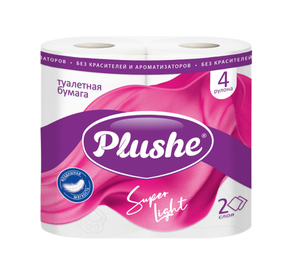 Бумага туалетная 2 сл. 15 м. / Супер Лайт (Super Lite) белая от Plushe / Плюше (Упаковка 48 рулонов)