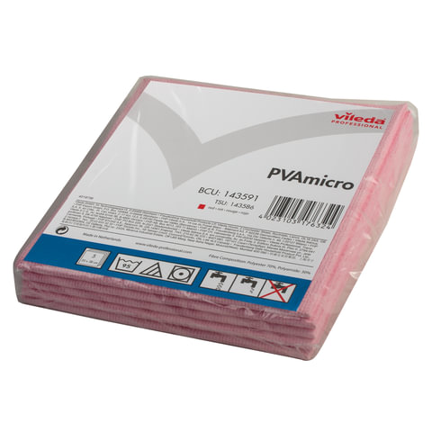 Салфетка микрофибровая «PVA micro / ПВА микро», красная, 35х38 см. Vileda Professional