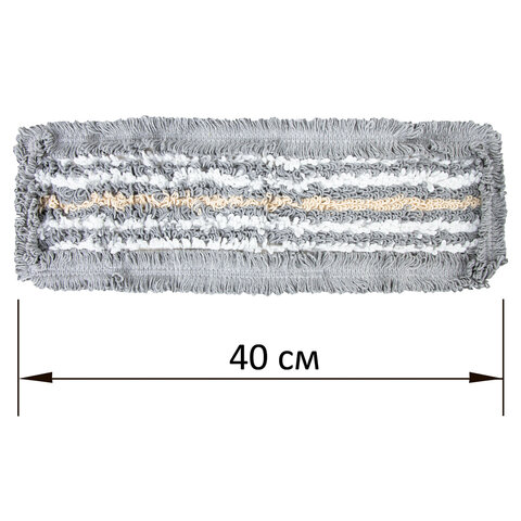 Насадка МОП плоская для швабры/держателя 40 см, ТИП У/К, хлопок/микрофибра, СЕРАЯ, LAIMA EXPERT, 606629