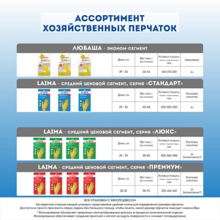 Перчатки МНОГОРАЗОВЫЕ латексные LAIMA "СТАНДАРТ", хлопчатобумажное напыление, ПЛОТНЫЕ, размер 8-9, L (большой), желтые, вес 44 г, 600270