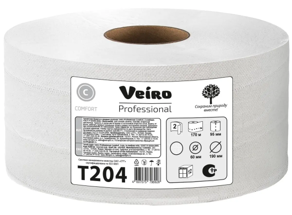 Бумага туалетная 2 сл. 170 м. / Comfort, белая от Веиро / Veiro