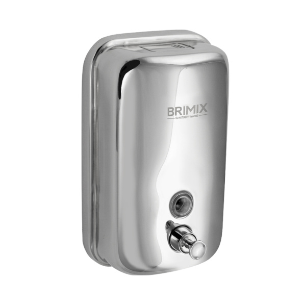 Дозатор для жидкого мыла 1000 мл, настенный, с глазком, из нержавеющей стали марки 304, цвет ХРОМ.