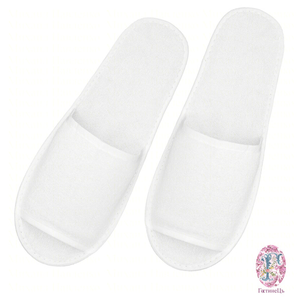 Тапочки Бюджет, открытый мыс, махра (100% полиэстер), 2,5 мм.