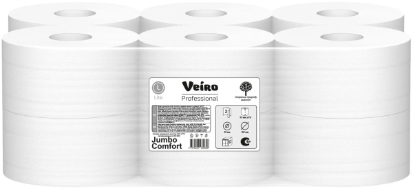 Бумага туалетная 2 сл. 150 м. / ВИК LITE / JUMBO Comfort, белая, восст. целлюлоза, от Веиро / Veiro