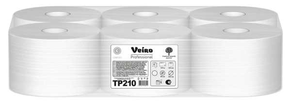 Бумага туалетная 2 сл. 215 м. / Comfort, белая, восст. целлюлоза от Веиро / Veiro