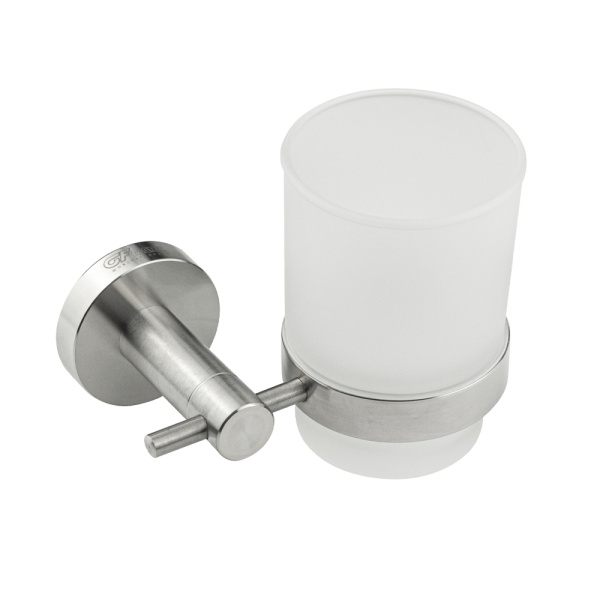 GFmark - Стакан стеклянный, с креплением к стене, из нержавеющей стали 80005 (1 шт.)