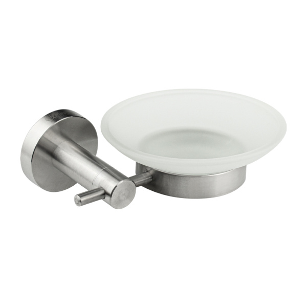 GFmark - Мыльница стеклянная с креплением к стене, из нержавеющей стали 80004 (1 шт.)