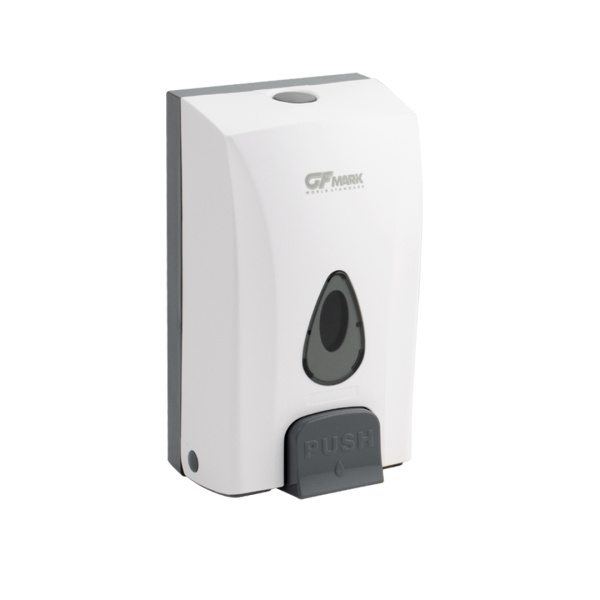 Дозатор жидкого МЫЛА, универсальный, пластиковый, БЕЛЫЙ, большой, с глазком - капля, 1000 мл (1 ш.)