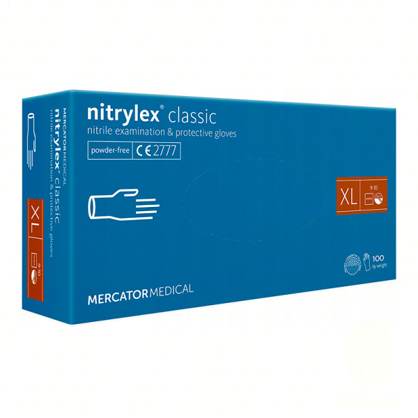 Перчатки нитриловые неопудренные nitrylex classic текструрированные XL 100 шт. от MERCATOR MEDICAL (50 пар в коробке)