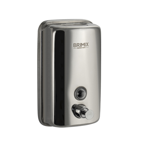 Дозатор для жидкого мыла 800 мл, настенный, с глазком, из нержавеющей стали марки SUS 304, цвет ХРОМ (1 шт.)