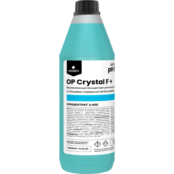 Средство для мытья стеклянных витрин (1:400) - OP Crystal F+ от  PROSEPT (1 шт.)