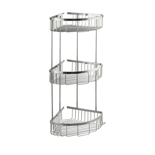 GFmark - Полочка 22 см тройная, угловая, овальная, решётка, АНТИВАНДАЛЬНАЯ, из нержавеющей стали мар (1 шт.)