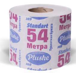  Бумага туалетная 1 сл. 54 м. / Eco Plushe (150 г.), серая, втулка от Plushe / Плюше