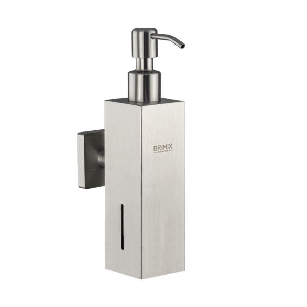 Дозатор для жидкого мыла настенный, антивандальный, 250 мл, квадратный корпус, из нержавеющей стали (1 шт.)