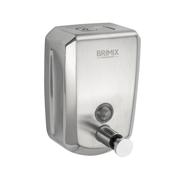 Дозатор жидкого мыла настенный, металлический, с глазком, из нержавеющей стали марки 304, на 500 мл (1 шт.)