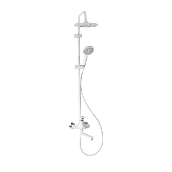 BRIMIX - Смеситель + стойка душевая "тропический душ" с двумя лейками, с длинным изливом, корпус мат (1 шт.)