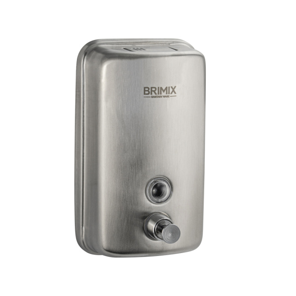 Дозатор для жидкого мыла 800 мл, настенный, с глазком, из нержавеющей стали марки SUS 304, цвет САТИ (1 шт.)