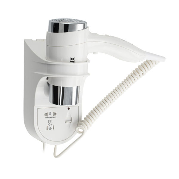 Фен для волос в ванную комнату с торцевым креплением, хромированный, 1100W (1 шт.)