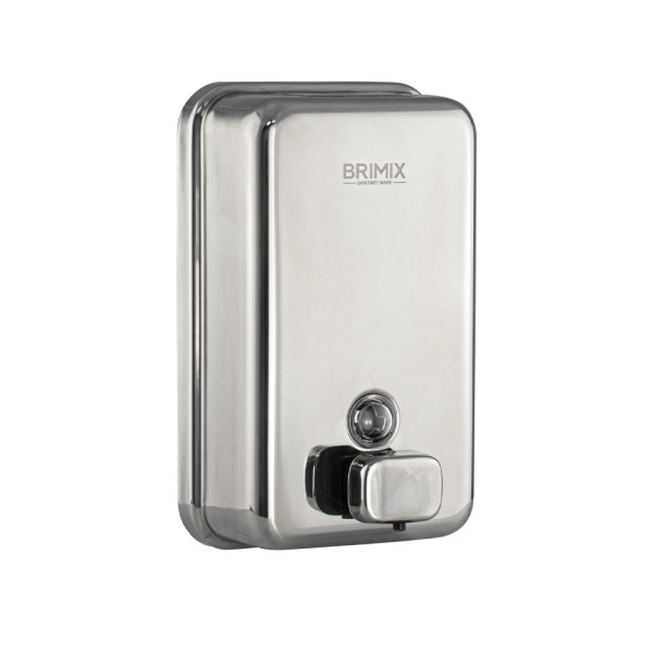 Дозатор для жидкого мыла 1000 мл, настенный, прямоугольный корпус с глазком, из нержавеющей стали (1 шт.)