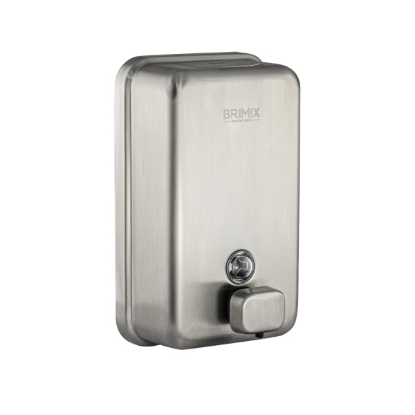 Дозатор для жидкого мыла 1000 мл, настенный, прямоугольный корпус с глазком, из нержавеющей стали (1 шт.)