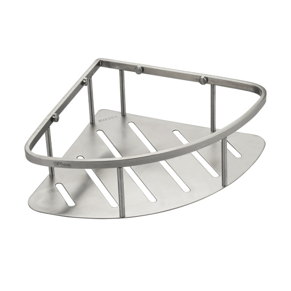 GFmark - Полочка 22 см одинарная, угловая, овальная, литая, матовая, АНТИВАНДАЛЬНАЯ, из нержавеющей  (1 шт.)