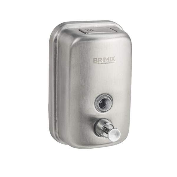 Дозатор для жидкого мыла 500 мл, настенный, с глазком, из нержавеющей стали марки 304, цвет САТИН. (1 шт.)