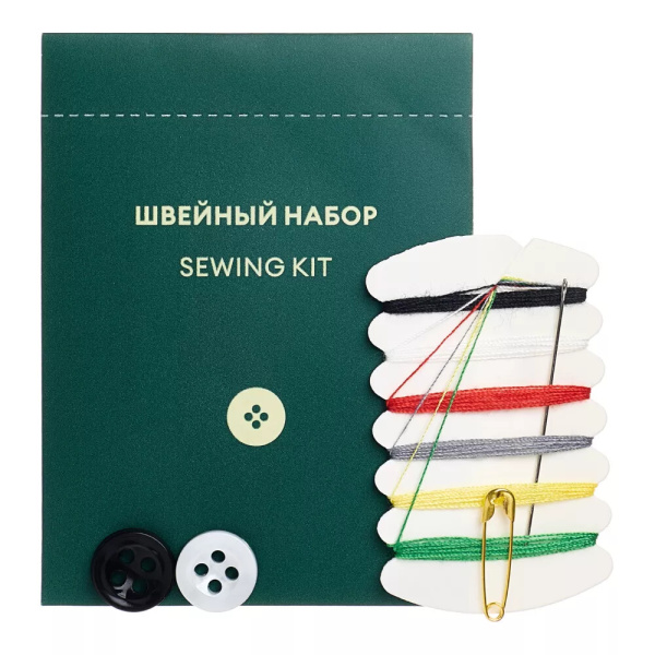 Швейный набор, упак кам. бумага «No Name» зеленый / Sewing kit (500 шт.)