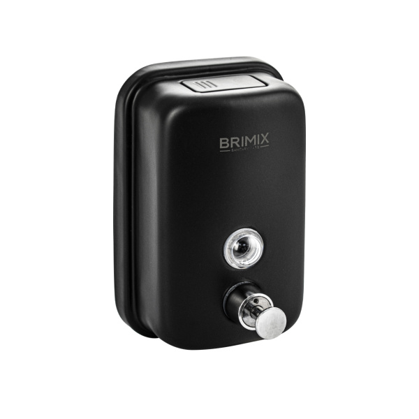 Дозатор для жидкого мыла 500 мл, настенный, с глазком, из нержавеющей стали марки 304, цвет ЧЁРНЫЙ. (1 шт.)