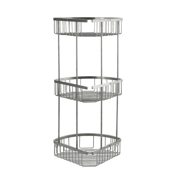 GFmark - Полочка 22 см тройная, угловая, овальная, решётка, АНТИВАНДАЛЬНАЯ, из нержавеющей стали мар