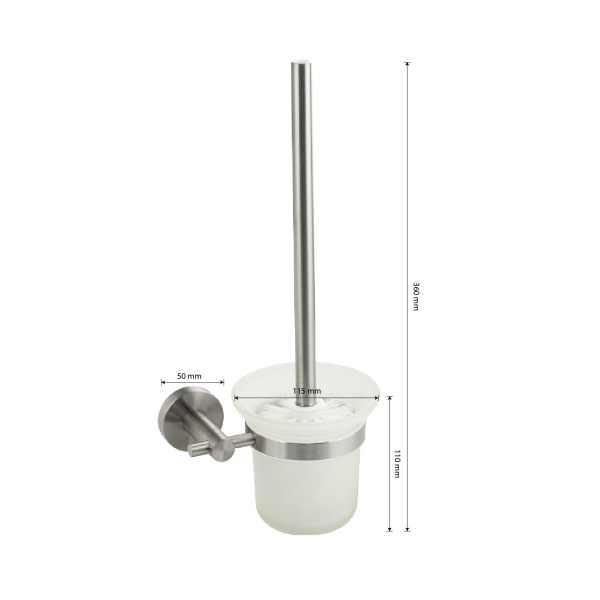 GFmark - Ёрш для унитаза, стеклянный, с креплением к стене, из нержавеющей стали 80162