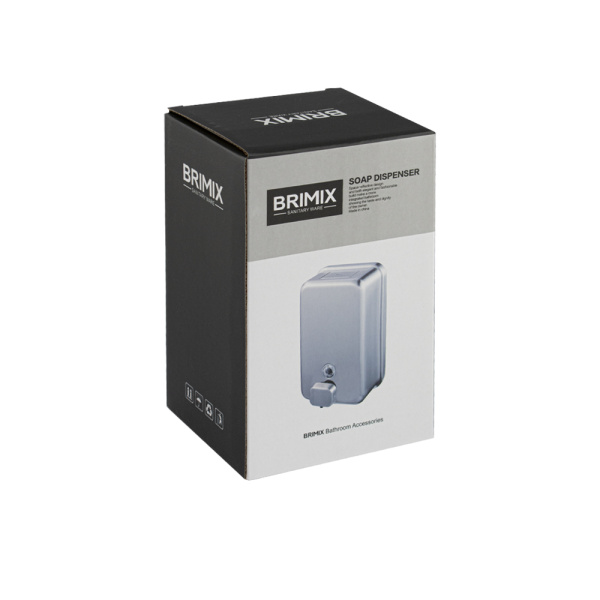 Дозатор для жидкого мыла 1000 мл, настенный, прямоугольный корпус с глазком, из нержавеющей стали