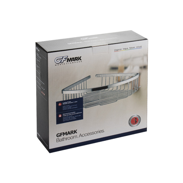 GFmark - Полочка 22 см одинарная, угловая, овальная, литая, матовая, АНТИВАНДАЛЬНАЯ, из нержавеющей 