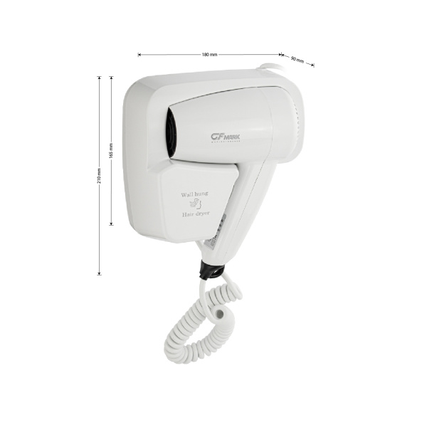 Фен для волос 1200 Вт. с боковым креплением, корпус из высокопрочного АБС пластика - GFmark