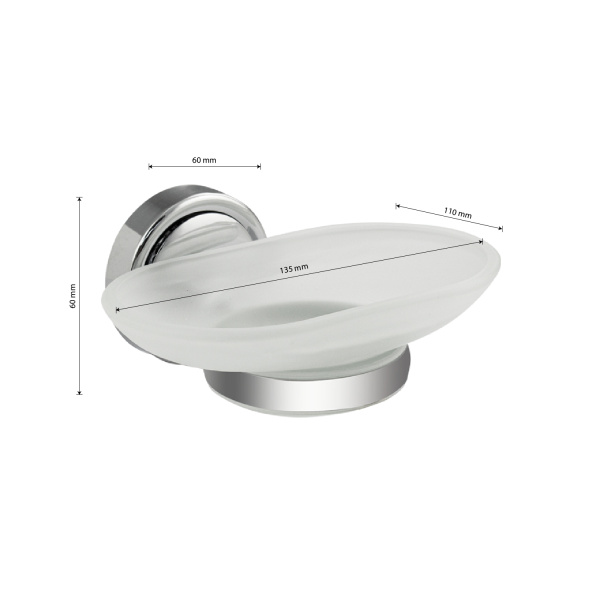 Мыльница стеклянная с креплением к стене