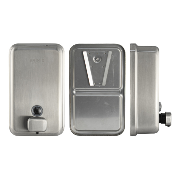 Дозатор для жидкого мыла 1000 мл, настенный, прямоугольный корпус с глазком, из нержавеющей стали