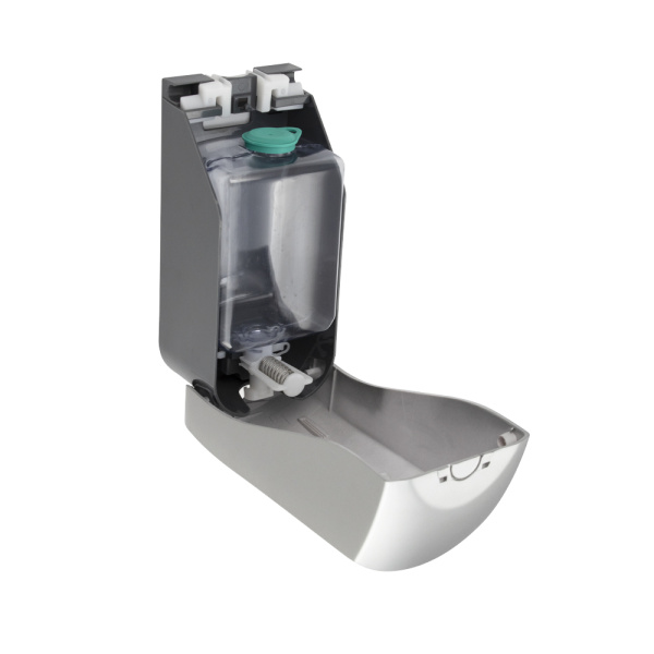 Дозатор жидкого МЫЛА, универсальный, пластиковый, СЕРЫЙ, большой, с глазком - капля, 1000 мл