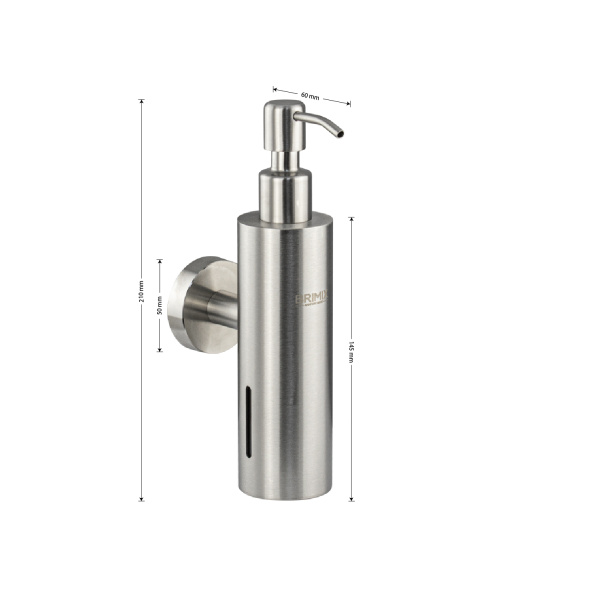 Дозатор для жидкого мыла настенный, антивандальный, 250 мл, цилиндрический корпус