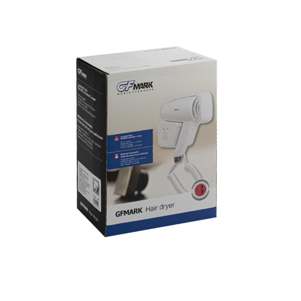 Фен для волос 1200 Вт. с боковым креплением, корпус из высокопрочного АБС пластика - GFmark