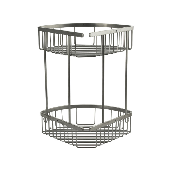 GFmark - Полочка 22 см двойная, угловая, овальная, решётка, АНТИВАНДАЛЬНАЯ, из нержавеющей стали мар