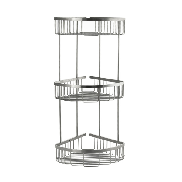 GFmark - Полочка 22 см тройная, угловая, овальная, решётка, АНТИВАНДАЛЬНАЯ, из нержавеющей стали мар