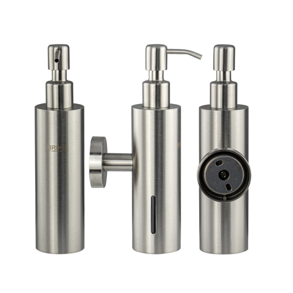 Дозатор для жидкого мыла настенный, антивандальный, 250 мл, цилиндрический корпус