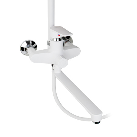 BRIMIX - Смеситель + стойка душевая "тропический душ" с двумя лейками, с длинным изливом, корпус мат