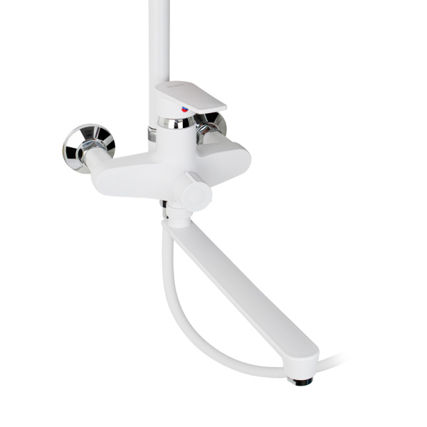 BRIMIX - Смеситель + стойка душевая "тропический душ" с двумя лейками, с длинным изливом, корпус мат