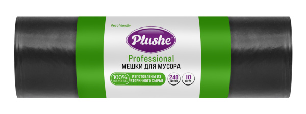  Мешки для мусора 240 л. ПВД (100х125) особопрочные, Плюше профессионал / Plushe Professional, черные от Plushe