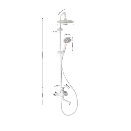 BRIMIX - Смеситель + стойка душевая "тропический душ" с двумя лейками, с длинным изливом, корпус мат