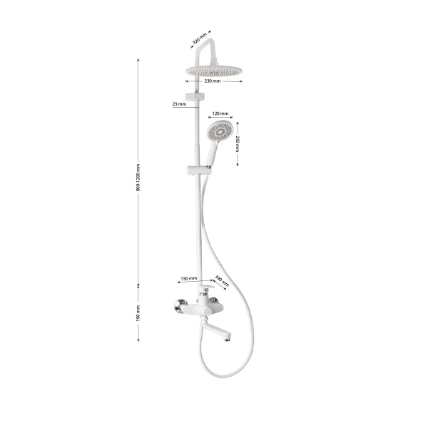 BRIMIX - Смеситель + стойка душевая "тропический душ" с двумя лейками, с длинным изливом, корпус мат