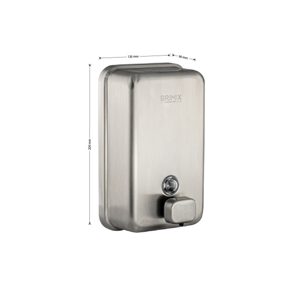 Дозатор для жидкого мыла 1000 мл, настенный, прямоугольный корпус с глазком, из нержавеющей стали