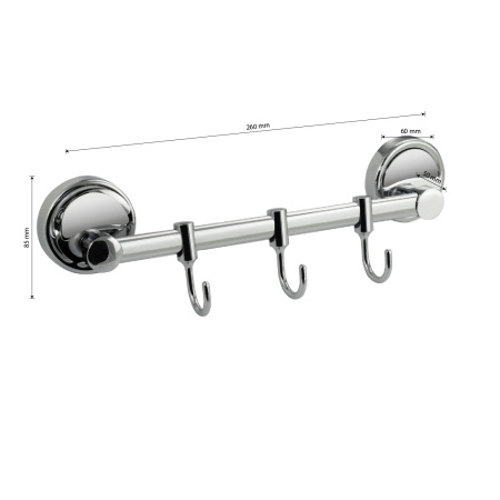 Вешалка с тремя подвижными крючками, прямая