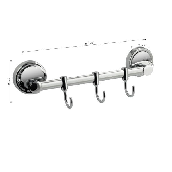 Вешалка с тремя подвижными крючками, прямая