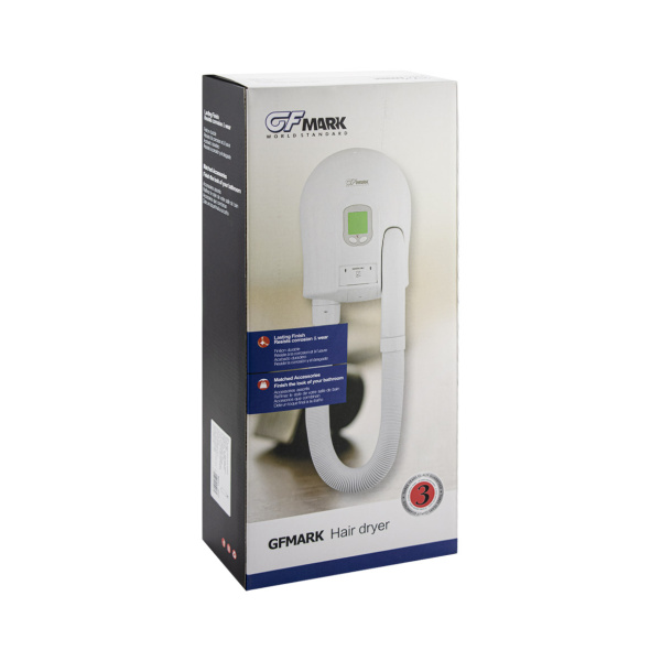 Фен для волос 900 Вт. с гибким шлангом, в ванную комнату с розеткой - GFmark